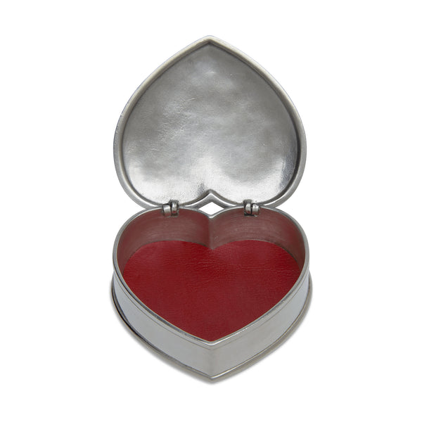 Match | Lidded Heart Box with Red Leather Insert