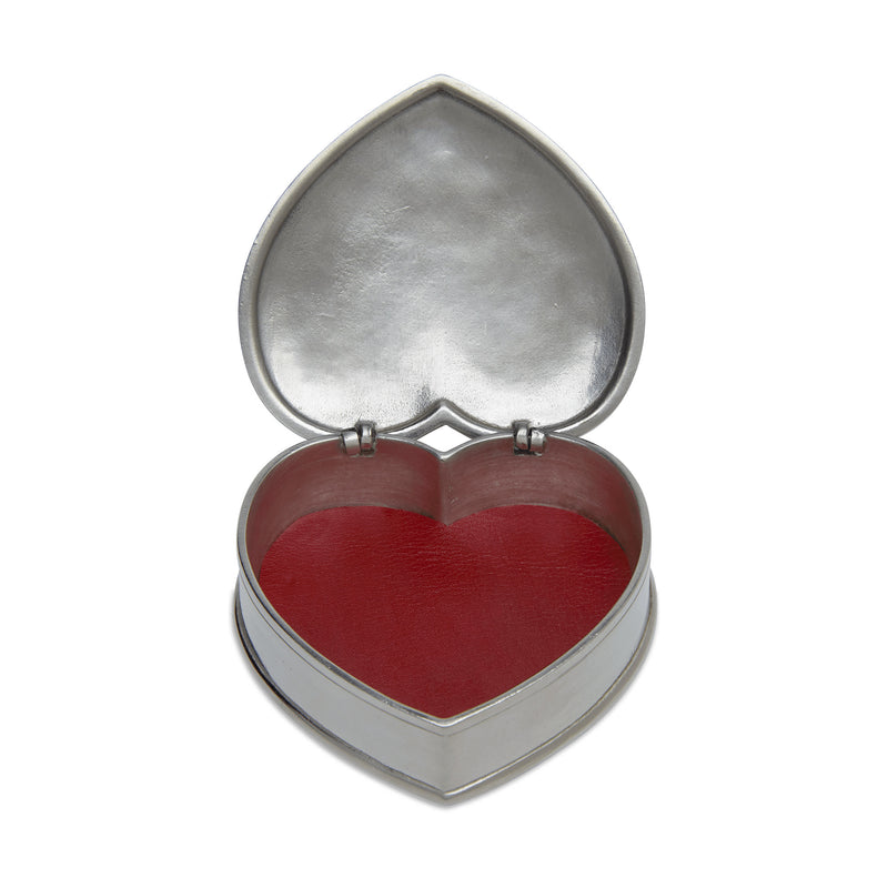 Match | Lidded Heart Box with Red Leather Insert