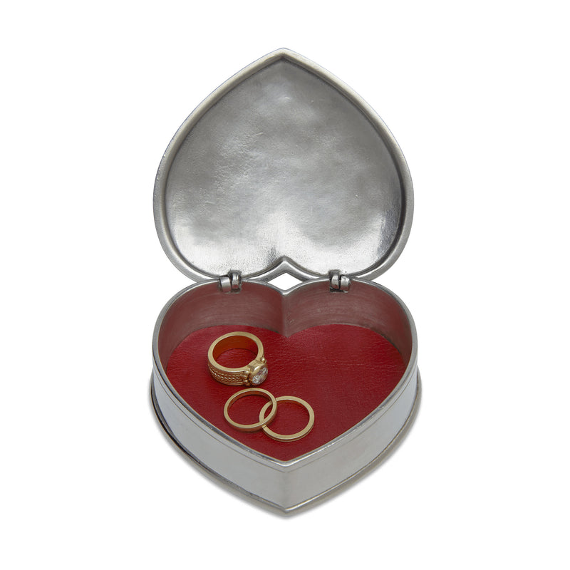Match | Lidded Heart Box with Red Leather Insert