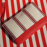 Apollon - Red Calfskin & Handloomed Fabric Clutch