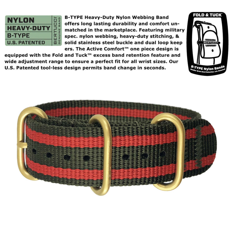 Bertucci A-2A Golden Field Watch - Gold Tone Case, Nylon Band