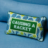 Furbish Causing A Racket Needlepoint Pillow