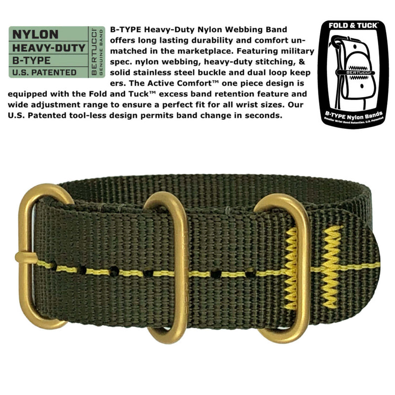 Bertucci A-2A Golden Field Watch - Gold Tone Case, Nylon Band