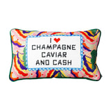 Furbish Caviar and Cash Needlepoint Pillow