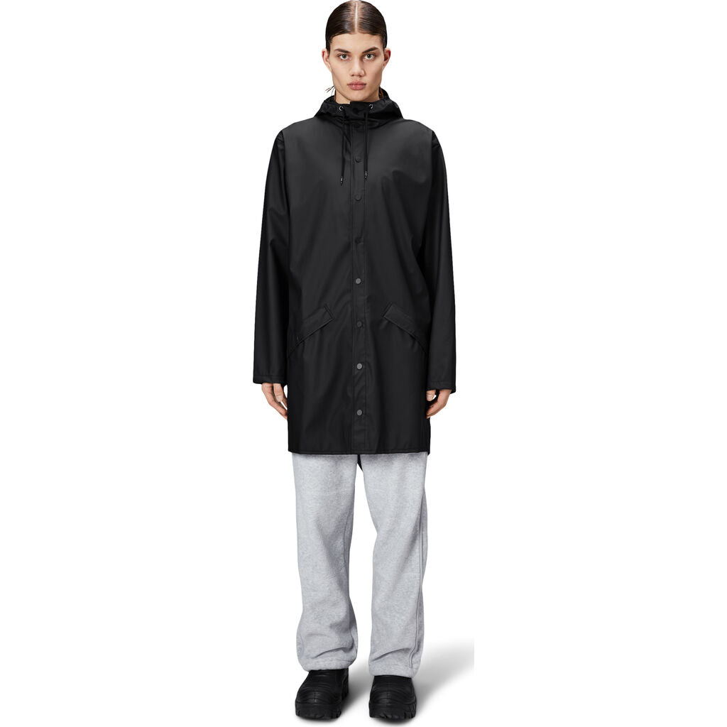RAINS Waterproof Long Jacket Black 1202 – Sportique