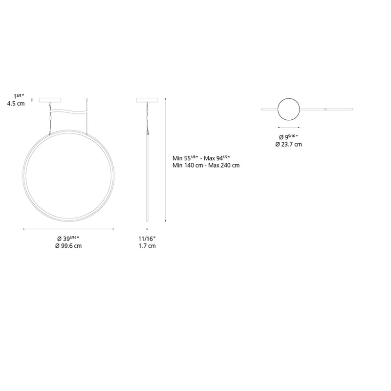 Artemide DISCOVERY VERT 100 SUSP LED 60W 30K 90CRI DIM 2-WIRE/0-10V BRONZE Light