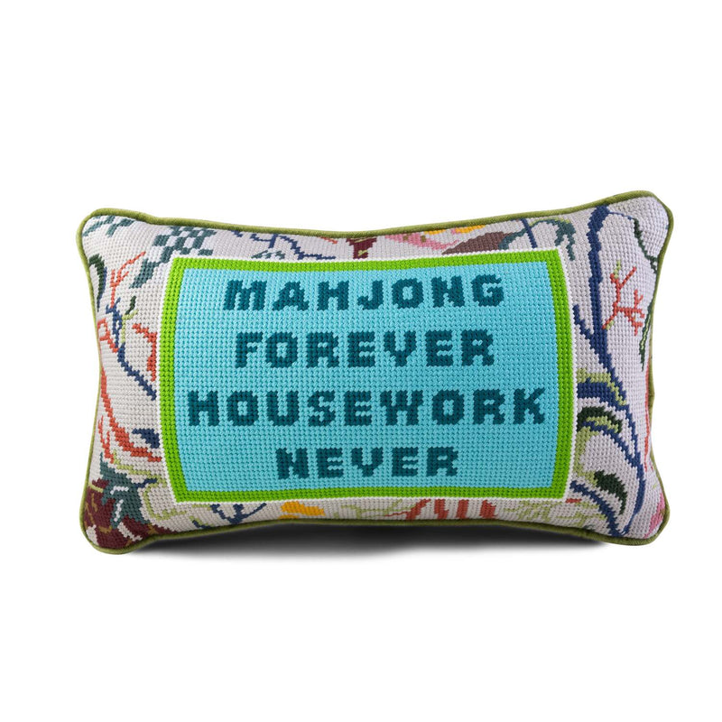 Furbish Mahjong Needlepoint Pillow