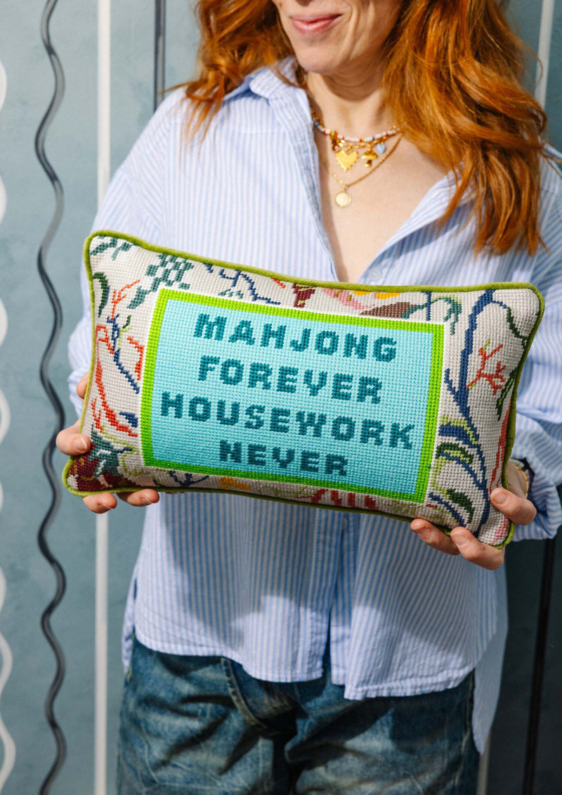 Furbish Mahjong Needlepoint Pillow