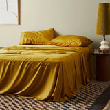 Saffron | Signature Sateen Sheet Set Made with 100% Bamboo Lyocell #Color_saffron