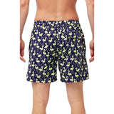 Tom & Teddy Men's Flamingos Swim Trunk | Dark Blue and Yellow
