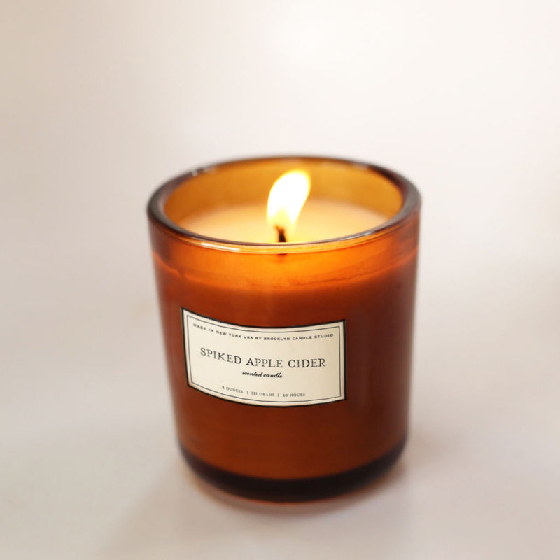 Brooklyn Candle Studio Amber Glass Candle | Spiked Apple Cider AM013