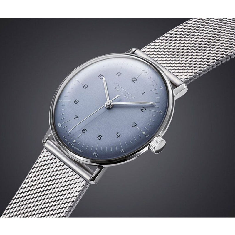 Junghans Max Bill Hand Winding Ice-Blue Watch | Milanaise Strap  027/3600.44