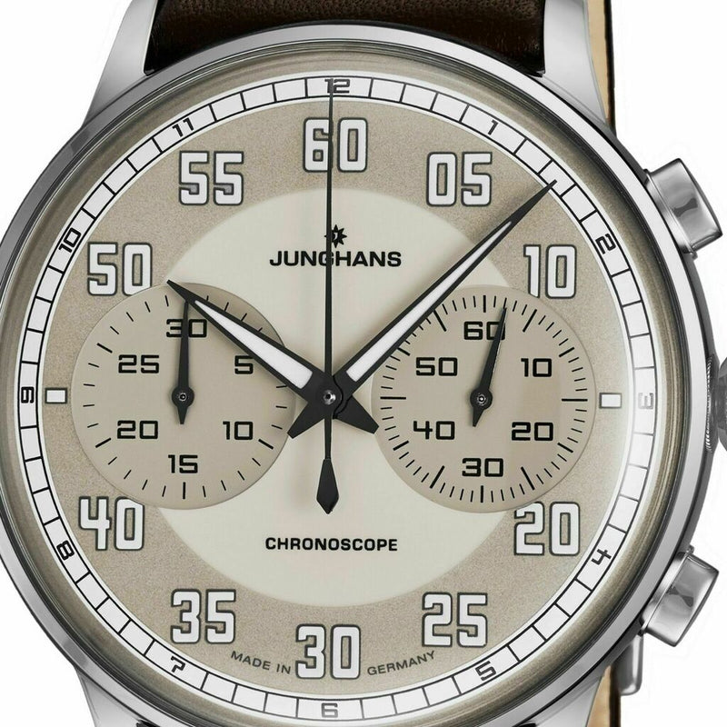 Junghans Meister Driver Chronoscope Watch | Brown Calf Leather Strap 027/3684.00