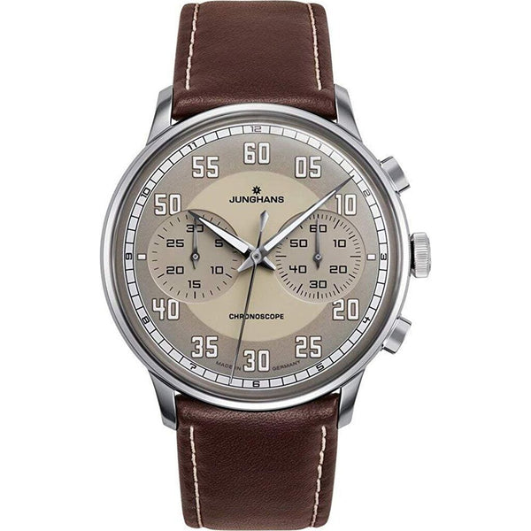 Junghans Meister Driver Chronoscope Watch | Brown Calf Leather Strap 027/3684.00