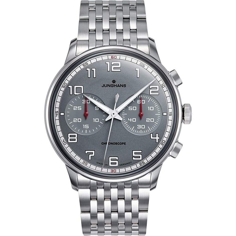 Junghans Meister Driver Chronoscope Grey Watch | Stainless Steel Bracelet 027/3686.44