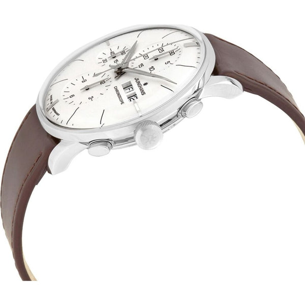 Junghans Meister Chronoscope Matt Siver Watch | Brown Horse Leather Strap 027/4120.01