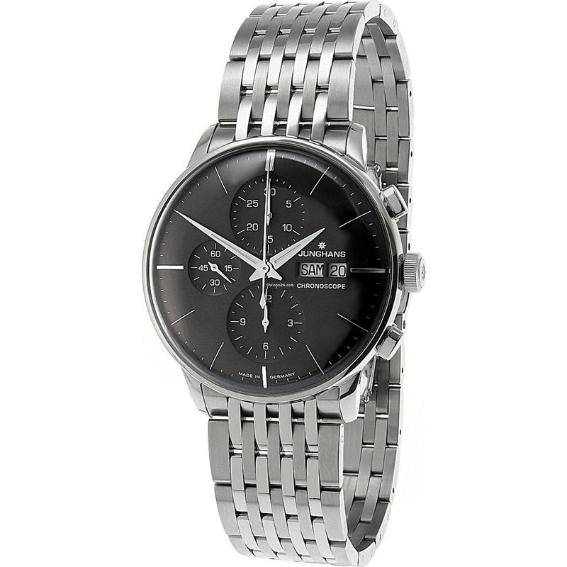 Junghans Meister Chronoscope Dark Grey Watch | Stainless Steel Bracelet 027/4324.44