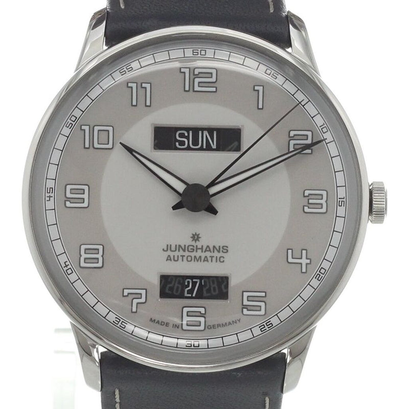 Junghans Meister Driver Day Date Watch | Grey Calf Leather Strap 027/4720.01