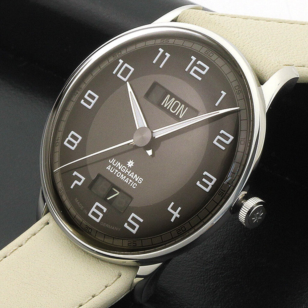 Junghans Meister Driver Day Date Watch | Sand Leather 027/4721.01