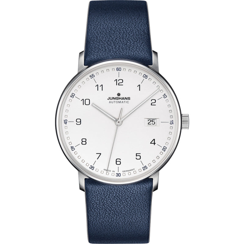 Junghans Max Bill Form A Wrist Watch | White/Blue Calf Leather 027/4735.00