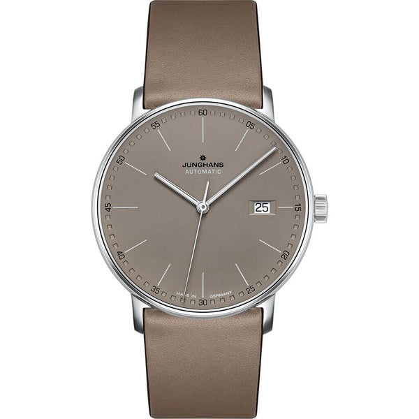 Junghans FORM A Automatic Date Watch | Matt Taupe Leather Strap 027/4832.00