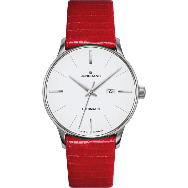 Junghans Meister Ladies Damen Automatic Watch | Red Lizard Leather Strap 27/4844.00