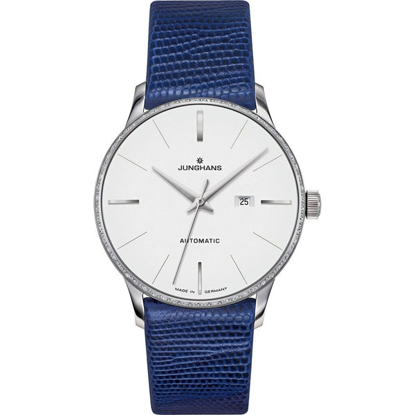 Junghans Meister Ladies Damen Automatic Watch | Blue Lizard Leather Strap 027/4846.00