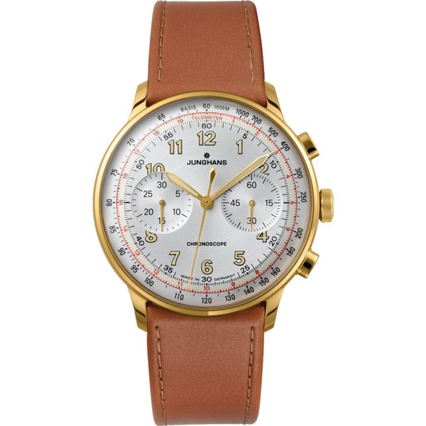 Junghans Meister Telemeter Matt Silver Watch | Brown Saddle Leather Strap 027/5382.00