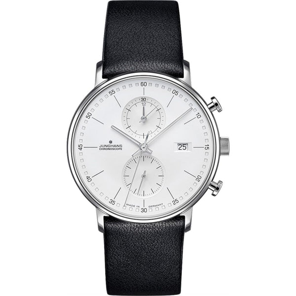 Junghans Form C Chronoscope Quartz Matt Silver Dial | Black Calskin 041/4770.00