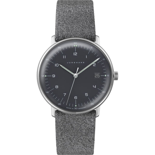 Junghans Max Bill Quartz Watch | Grey Leather Strap 041/4818.04