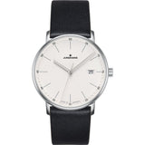 Junghans Form Quartz Automatic Matt Silver Watch | Black Calfskin Strap 041/4884.00