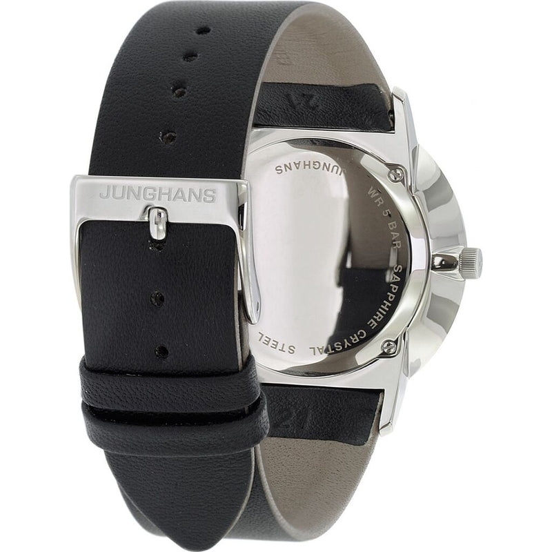 Junghans Form Quartz Automatic Matt Silver Watch | Black Calfskin Strap 041/4884.00
