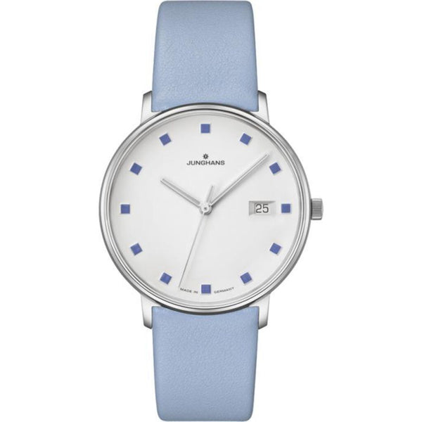 Junghans Form Damen Quartz Matt Silver Watch | Leather Strap 047/4055.00