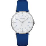 Junghans Max Bill Ladies Quartz Matt White Watch | Blue Calfskin Strap 047/4540.00