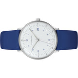 Junghans Max Bill Ladies Quartz Matt White Watch | Blue Calfskin Strap 047/4540.00