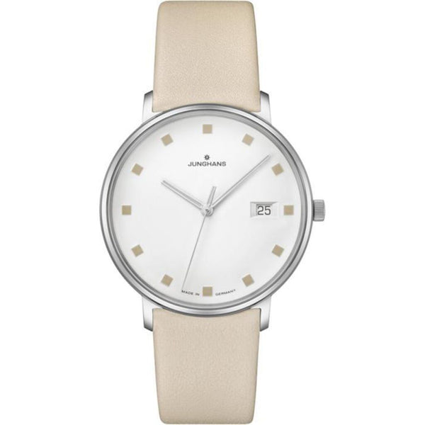 Junghans Form Damen Quartz Matt Silver-Plated Watch | Leather Strap 047/4860.00