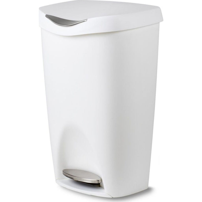 Umbra Brim Step on Trash Can 13G | White/Nickel