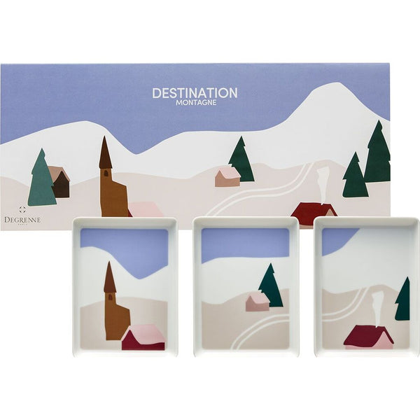 Degrenne Destination Mer Gift Box Of 3 Rectangular Shared Plate 16x12 CM