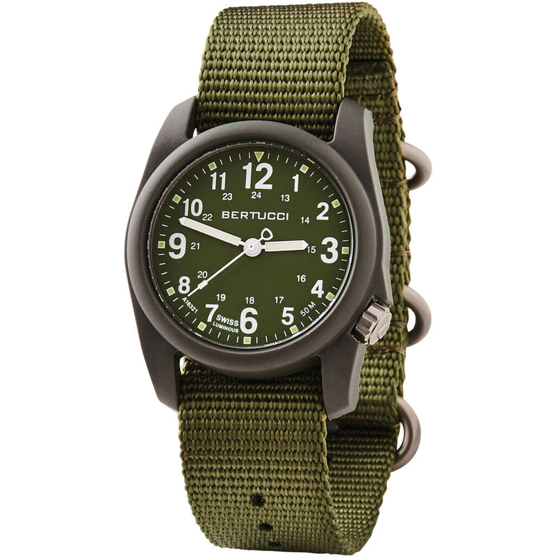 Bertucci DX3 Field Watch | Olive Dial and Forest Nylon Band | Matte Finish