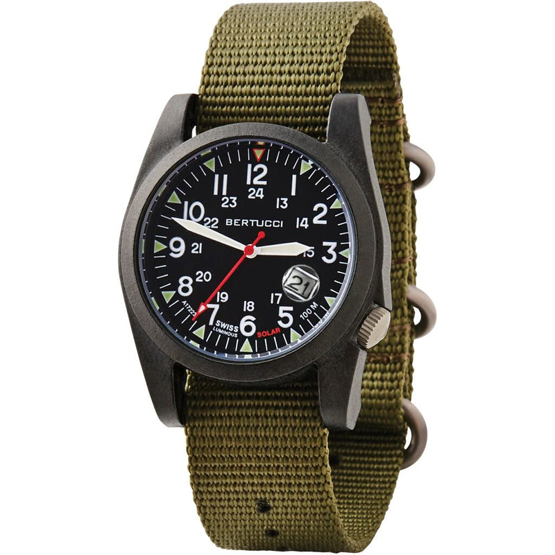 Bertucci A-3PS SOLAR FIELD Watch | Optic White Dial / Black Case | Nylon Band