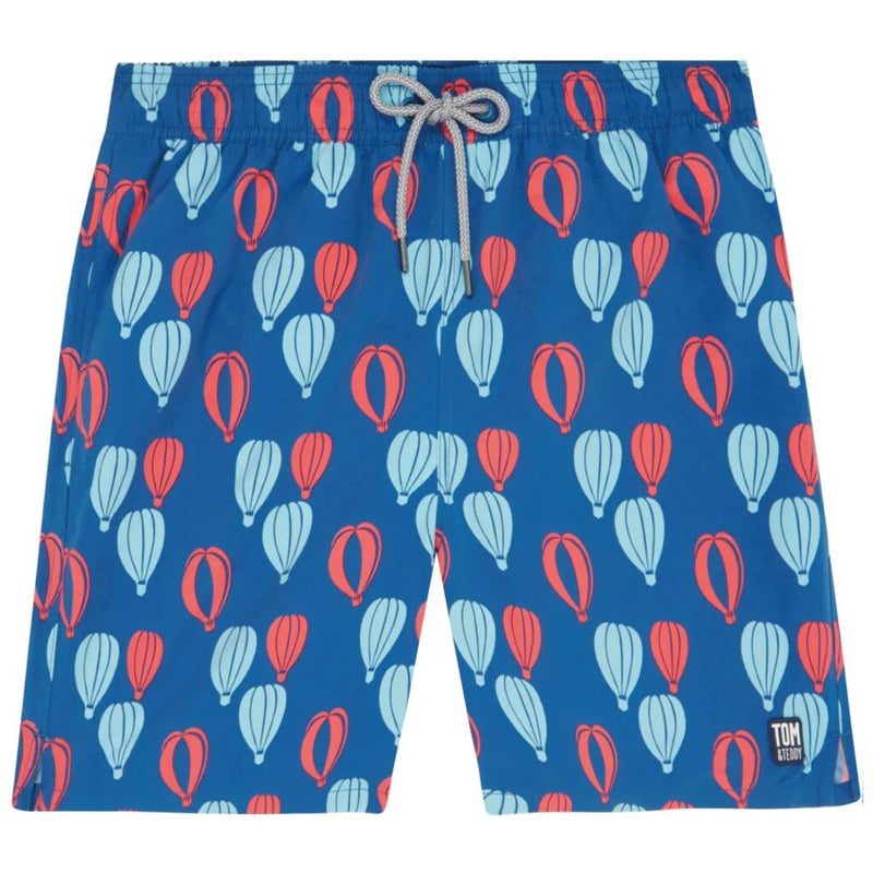 Tom & Teddy Father Son Swimming Trunks | Red & Blue Balloons