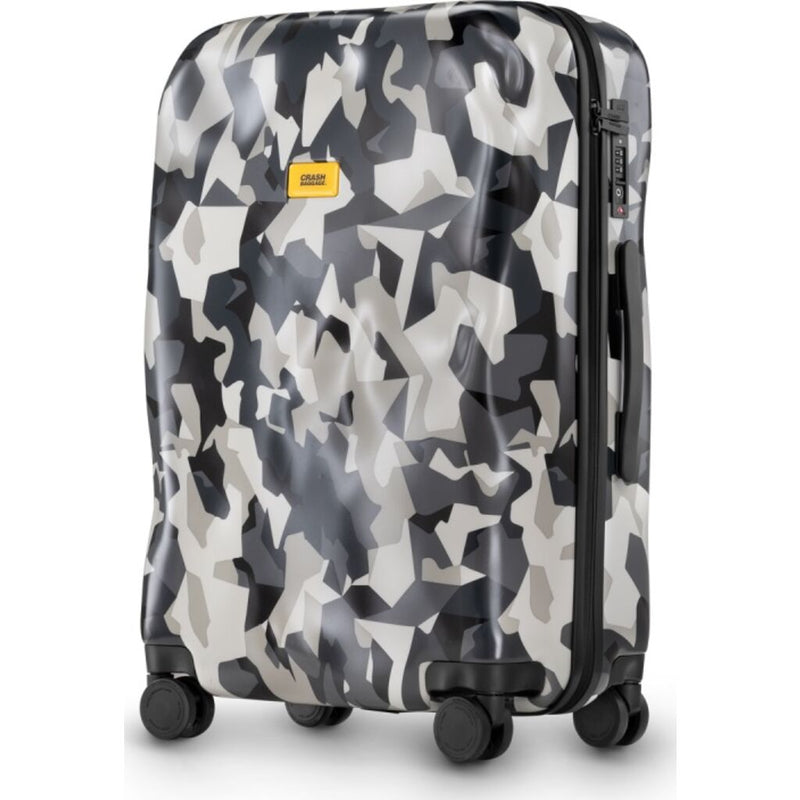 Crash Baggage Icon Pattern Trolley Suitcase | Grey Camo
