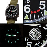 Bertucci A-3PS SOLAR FIELD Watch | Optic White Dial / Black Case | Nylon Band
