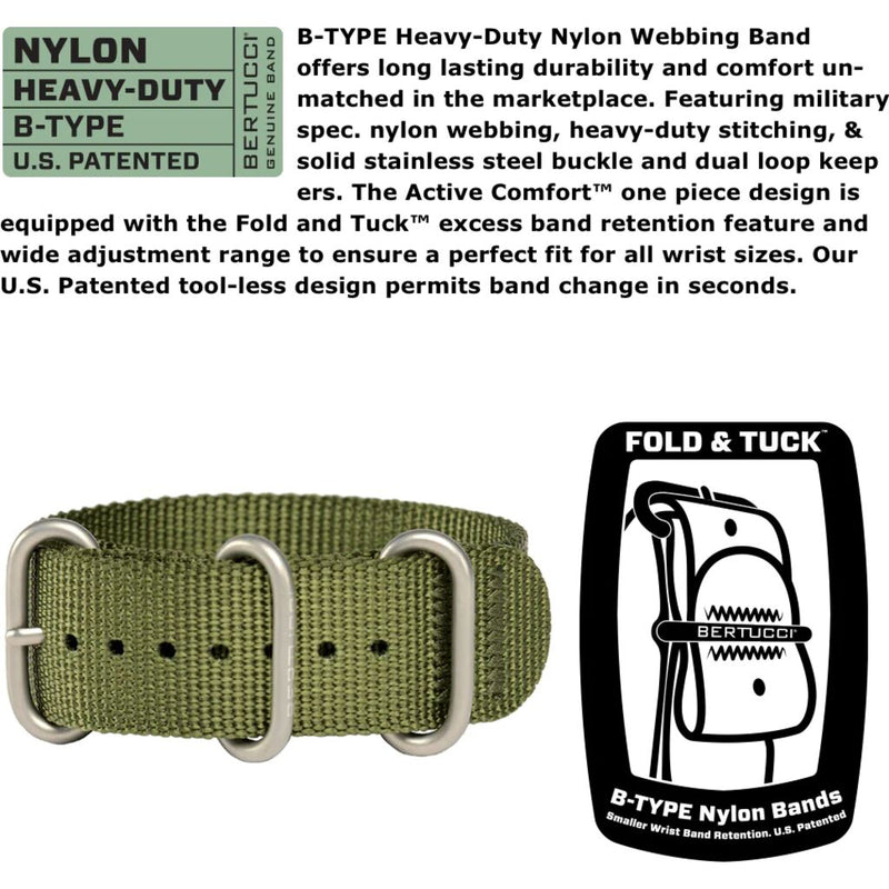 Bertucci A-3PS SOLAR FIELD Watch | Optic White Dial / Black Case | Nylon Band