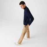 Lacoste Men's Zippered Stand-Up Fleece Sweatshirt | Navy Blue/168