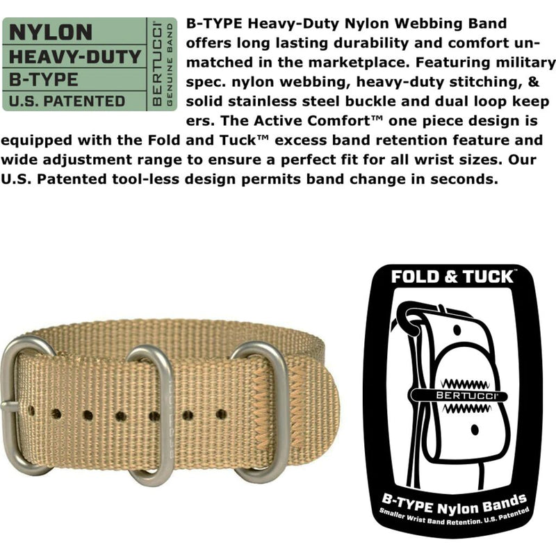 Bertucci A-3PS SOLAR FIELD Watch | Optic White Dial / Black Case | Nylon Band