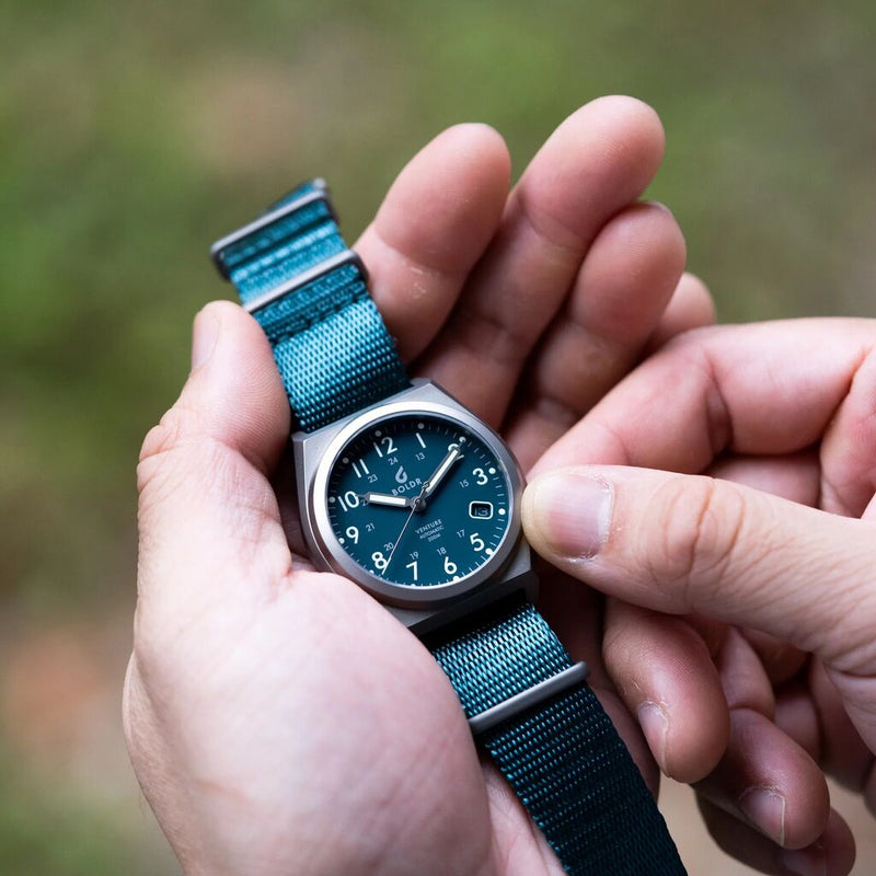 BOLDR Venture Blue Fuel | Automatic Men's Wristwatch | C3 Green lume | 38mm