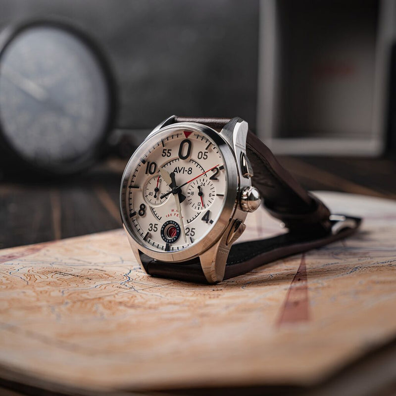 AVI-8 Spitfire Lock Chronograph Watch | Aircraft White