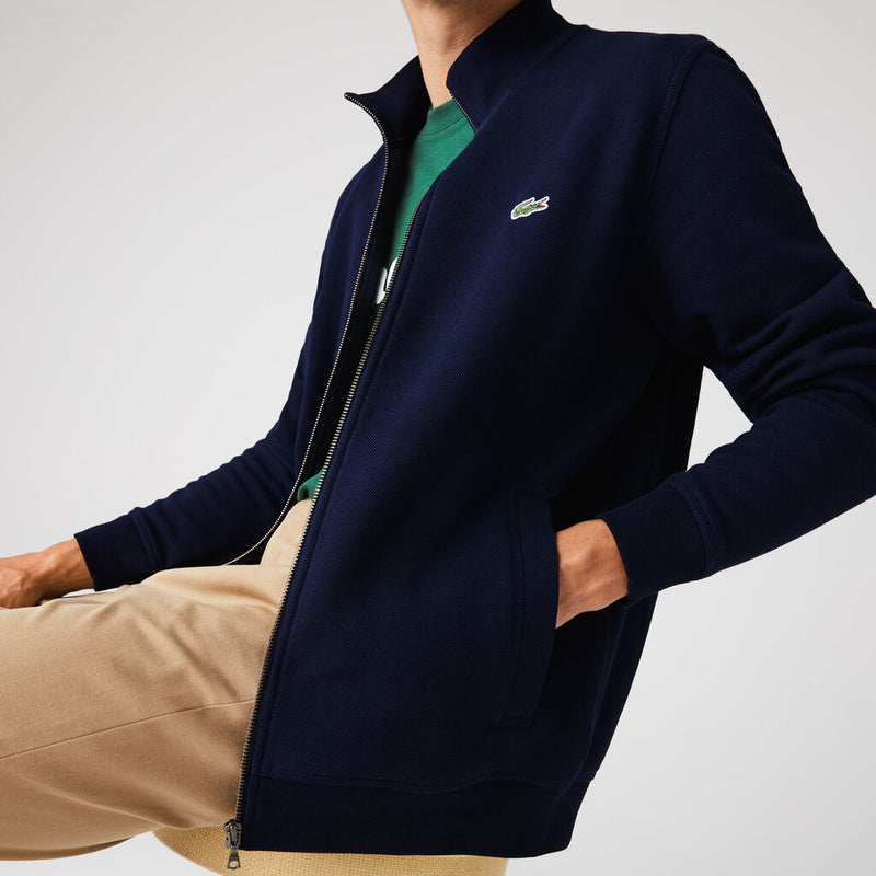Lacoste Men's Zippered Stand-Up Fleece Sweatshirt | Navy Blue