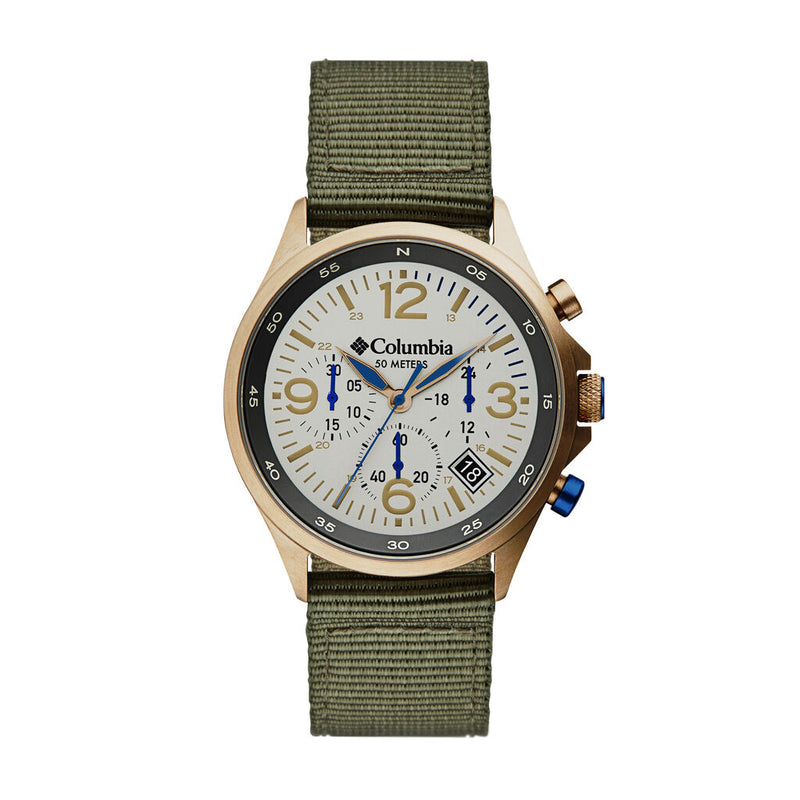 Columbia Canyon Ridge Stone Chronograph Date Men's Lifestyle Analog Watch | Olive Nylon